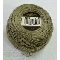 DMC Perle (Pearl) 12 Cotton #640 VERY DARK BEIGE GREY 10g Ball 120m