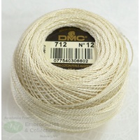 DMC Perle (Pearl) 12 Cotton #712 CREAM 10g Ball 120m
