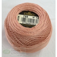 DMC Perle (Pearl) 12 Cotton #758 VERY LIGHT TERRA COTTA 10g Ball 120m