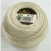 DMC Perle (Pearl) 12 Cotton #822 LIGHT BEIGE GREY 10g Ball 120m