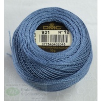 DMC Perle (Pearl) 12 Cotton #931 MEDIUM ANTIQUE BLUE 10g Ball 120m