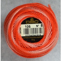 DMC Perle 8 Cotton #106 VARIEGATED CORAL 10g Ball 80m