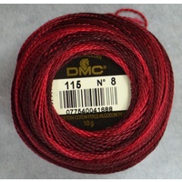 DMC Perle (Pearl) 8 Cotton #115 VARIEGATED GARNET 10g Ball 80m