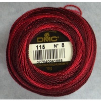 DMC Perle 8 Cotton #115 VARIEGATED GARNET 10g Ball 80m