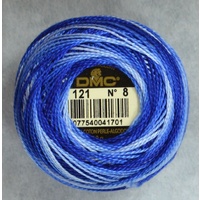 DMC Perle (Pearl) 8 Cotton #121 VARIEGATED DELFT BLUE 10g Ball 80m