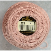 DMC Perle (Pearl) 8 Cotton #224 VERY LIGHT SHELL PINK 10g Ball 80m