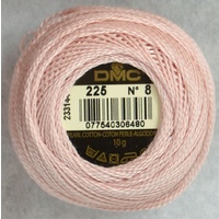 DMC Perle (Pearl) 8 Cotton #225 ULTRA VERY LIGHT SHELL PINK 10g Ball 80m
