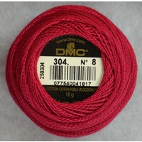DMC Perle (Pearl) 8 Cotton #304 MEDIUM RED 10g Ball 80m