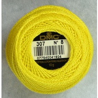 DMC Perle (Pearl) 8 Cotton #307 LEMON 10g Ball 80m