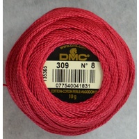 DMC Perle 8 Cotton #309 DARK ROSE 10g Ball 80m