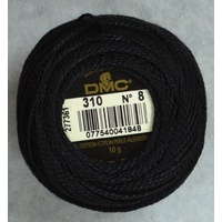 DMC Perle (Pearl) 8 Cotton #310 BLACK 10g Ball 80m
