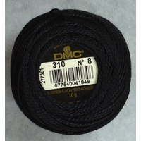 DMC Perle 8 Cotton #310 BLACK 10g Ball 80m