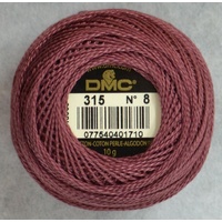 DMC Perle (Pearl) 8 Cotton #315 MEDIUM DARK ANTIQUE MAUVE 10g Ball 80m