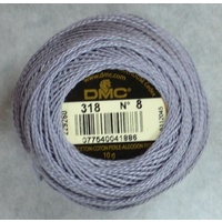 DMC Perle (Pearl) 8 Cotton #318 LIGHT STEEL GREY 10g Ball 80m
