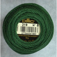 DMC Perle (Pearl) 8 Cotton #319 VERY LIGHT PISTACHIO GREEN 10g Ball 80m