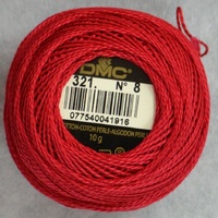 DMC Perle (Pearl) 8 Cotton #321 RED 10g Ball 80m