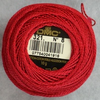 DMC Perle 8 Cotton #321 RED 10g Ball 80m