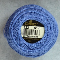 DMC Perle 8 Cotton #322 DARK BABY BLUE 10g Ball 80m