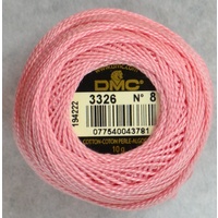 DMC Perle (Pearl) 8 Cotton #3326 LIGHT ROSE PINK 10g Ball 80m