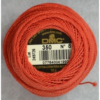 DMC Perle 8 Cotton #350 MEDIUM CORAL 10g Ball 80m
