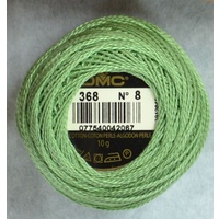 DMC Perle 8 Cotton #368 LIGHT PISTACHIO GREEN 10g Ball 80m