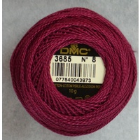 DMC Perle (Pearl) 8 Cotton #3685 VERY DARK MAUVE 10g Ball 80m