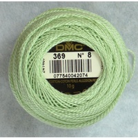 DMC Perle (Pearl) 8 Cotton #369 VERY LIGHT PISTACHIO GREEN 10g Ball 80m