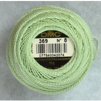 DMC Perle 8 Cotton #369 VERY LIGHT PISTACHIO GREEN 10g Ball 80m