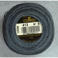 DMC Perle (Pearl) 8 Cotton #413 DARK PEWTER GREY 10g Ball 80m