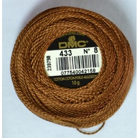 DMC Perle (Pearl) 8 Cotton #433 MEDIUM BROWN 10g Ball 80m