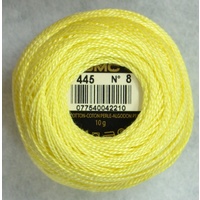 DMC Perle 8 Cotton #445 LIGHT LEMON YELLOW 10g Ball 80m