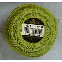 DMC Perle (Pearl) 8 Cotton #471 VERY LIGHT AVOCADO GREEN 10g Ball 80m