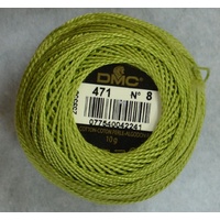 DMC Perle 8 Cotton #471 VERY LIGHT AVOCADO GREEN 10g Ball 80m