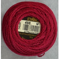 DMC Perle (Pearl) 8 Cotton #498 DARK RED 10g Ball 80m