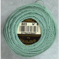DMC Perle 8 Cotton #503 MEDIUM BLUE GREEN 10g Ball 80m