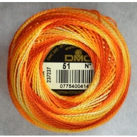 DMC Perle (Pearl) 8 Cotton #51 VARIEGATED BURNT ORANGE 10g Ball 80m