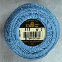 DMC Perle (Pearl) 8 Cotton #518 LIGHT WEDGWOOD BLUE 10g Ball 80m