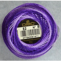 DMC Perle (Pearl) 8 Cotton #52 VARIEGATED VIOLET 10g Ball 80m