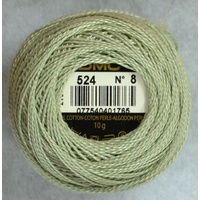 DMC Perle (Pearl) 8 Cotton #524 VERY LIGHT FERN GREEN 10g Ball 80m