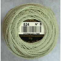 DMC Perle 8 Cotton #524 VERY LIGHT FERN GREEN 10g Ball 80m