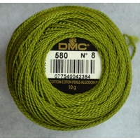 DMC Perle 8 Cotton #580 DARK MOSS GREEN 10g Ball 80m