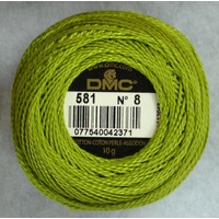 DMC Perle 8 Cotton #581 MOSS GREEN 10g Ball 80m