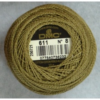DMC Perle (Pearl) 8 Cotton #611 DRAB BROWN (GREEN BROWN) 10g Ball 80m