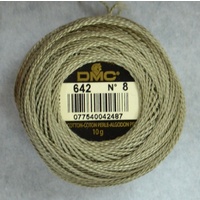 DMC Perle 8 Cotton #642 DARK BEIGE GREY 10g Ball 80m