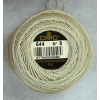 DMC Perle (Pearl) 8 Cotton #644 MEDIUM BEIGE GREY 10g Ball 80m