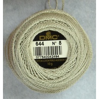 DMC Perle 8 Cotton #644 MEDIUM BEIGE GREY 10g Ball 80m