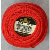 DMC Perle 8 Cotton #666 BRIGHT RED 10g Ball 80m