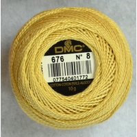 DMC Perle (Pearl) 8 Cotton #676 LIGHT OLD GOLD 10g Ball 80m