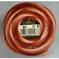 DMC Perle 8 Cotton #69 VARIEGATED TERRA COTTA 10g Ball 80m