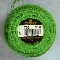DMC Perle (Pearl) 8 Cotton #702 KELLY GREEN 10g Ball 80m